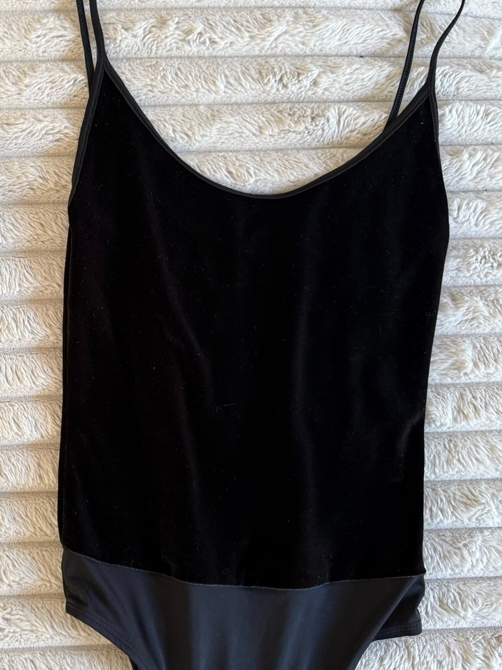 Zara Black Velvet Spaghetti-Strap Bodysuit